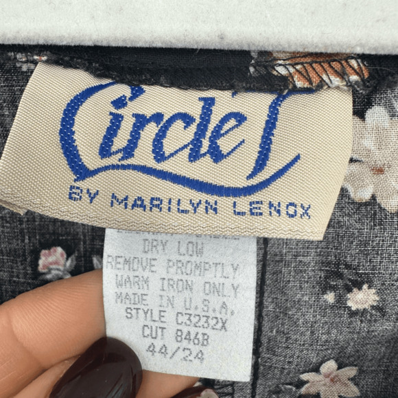 Vintage Circle T Womens Prairie Shirt  Size L Floral Lace Trim Victorian Regency - Picture 3 of 12